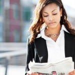 Woman reading news