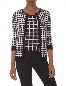 2-tone grid cardigan - TheLimited.com