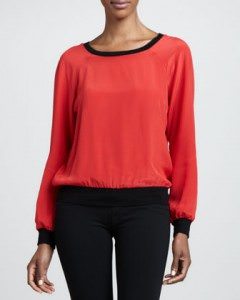 Silk and Knit Colorblock Sweatshirt - $46.50 - Neiman Marcus