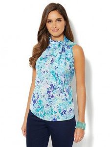 Floral tie-neck blouse - $39.95 - nyandcompany.com