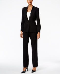 Wear to Work: Faux-leather trim pantsuit - Photo credit: shopstyle.com